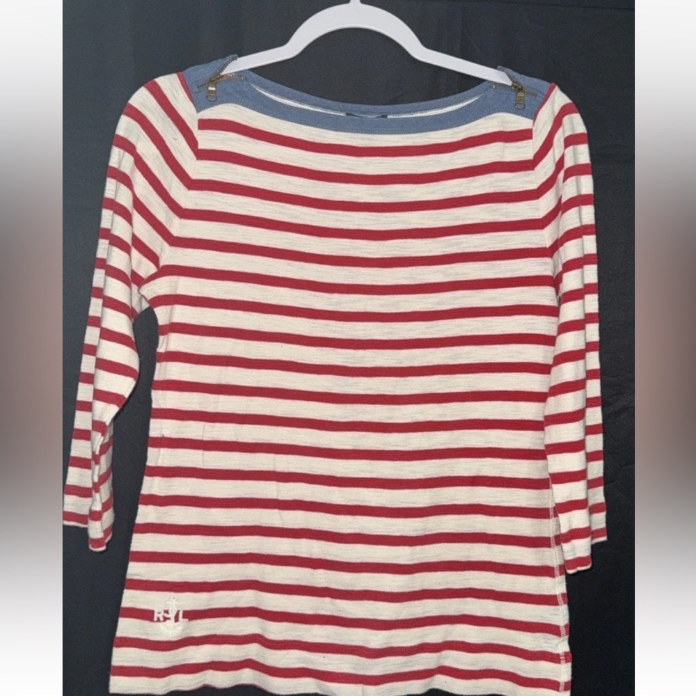Ralph Lauren jeans Red and White Striped Long Sleeve Top small